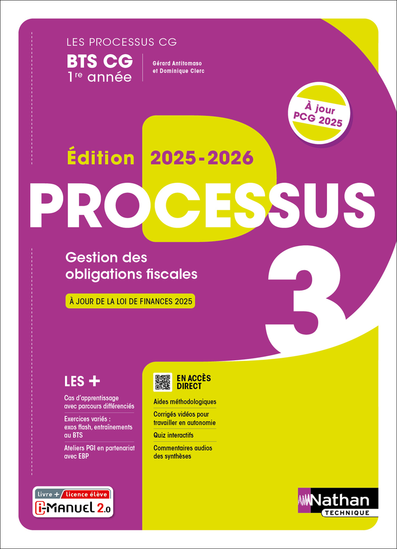 Processus 3 - Gestion des obligations fiscales - BTS CG 1re année - Coll. Les Processus CG - Ed. 2025