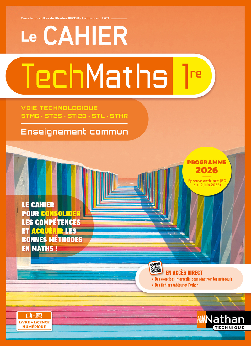 Cahier de Mathématiques - Enseignement commun - 1re technologique - Coll. TechMaths - Ed. 2026